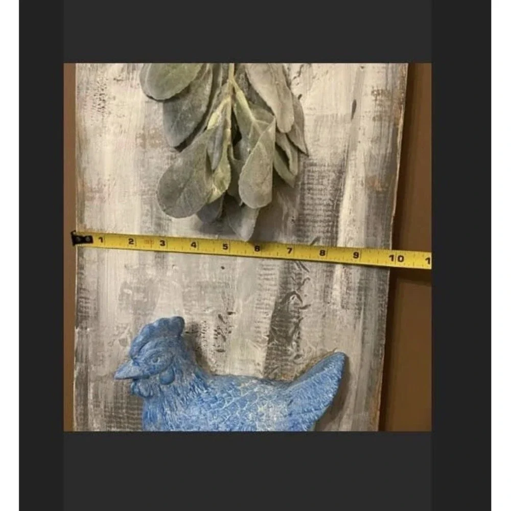 Handmade Wood Cutting Board Wall Art Ceramic Chicken Farmhouse Cottage Primitive